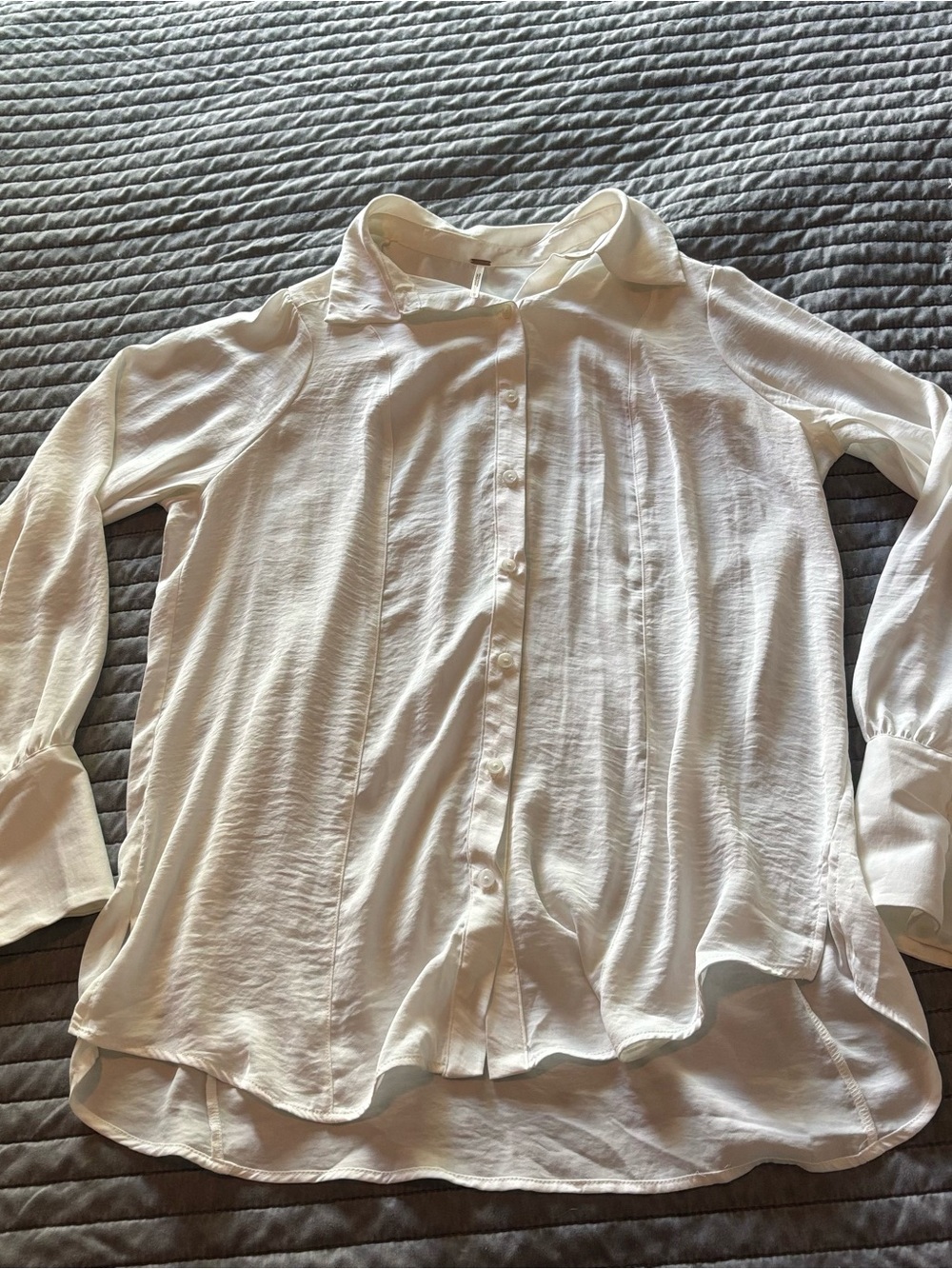 Free People White Button-Down Shirt with Classic Collar